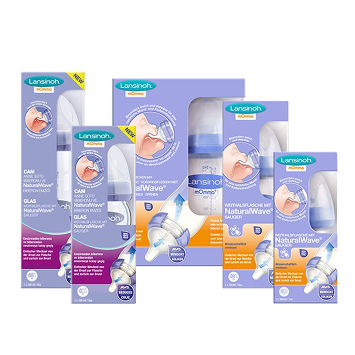Lansinoh Glas Flaschen Set 2 x 160 ml NaturalWave Sauger ab Geburt